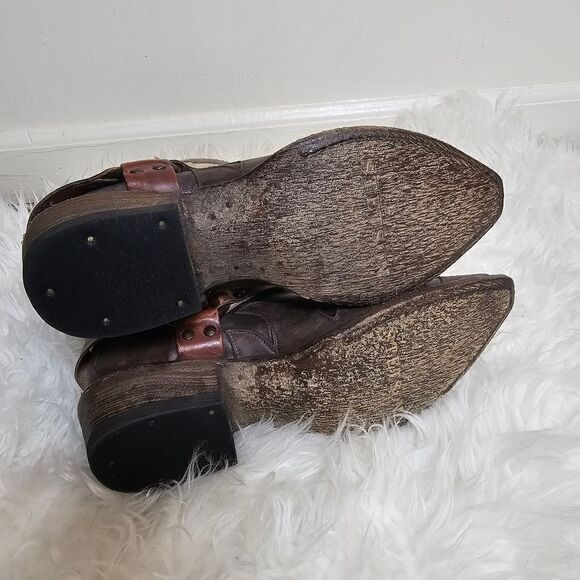 Stetson Ladies Jade Washed Wing Brown and Gray Boots Size 6.5 Chunky - Picture 9 of 9